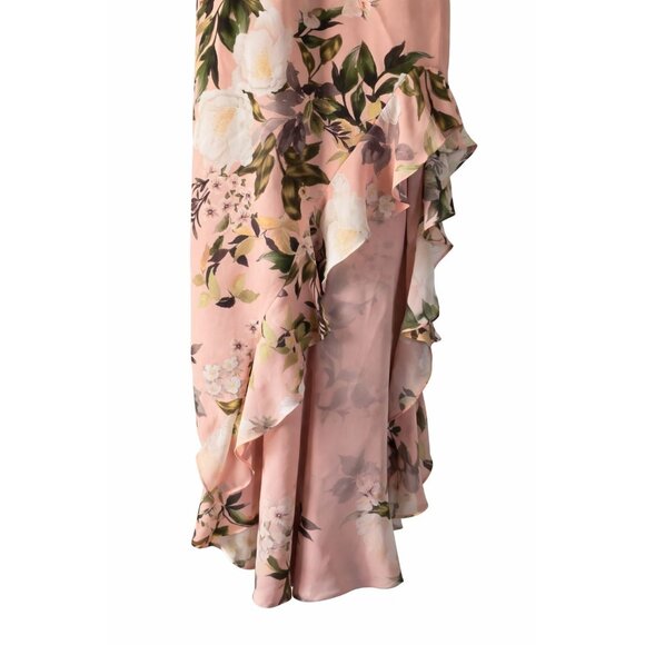 Amanda Uprichard Eden Gown in Junior Floral Asymmetrical High Low Ruffle Dress M - Picture 8 of 10